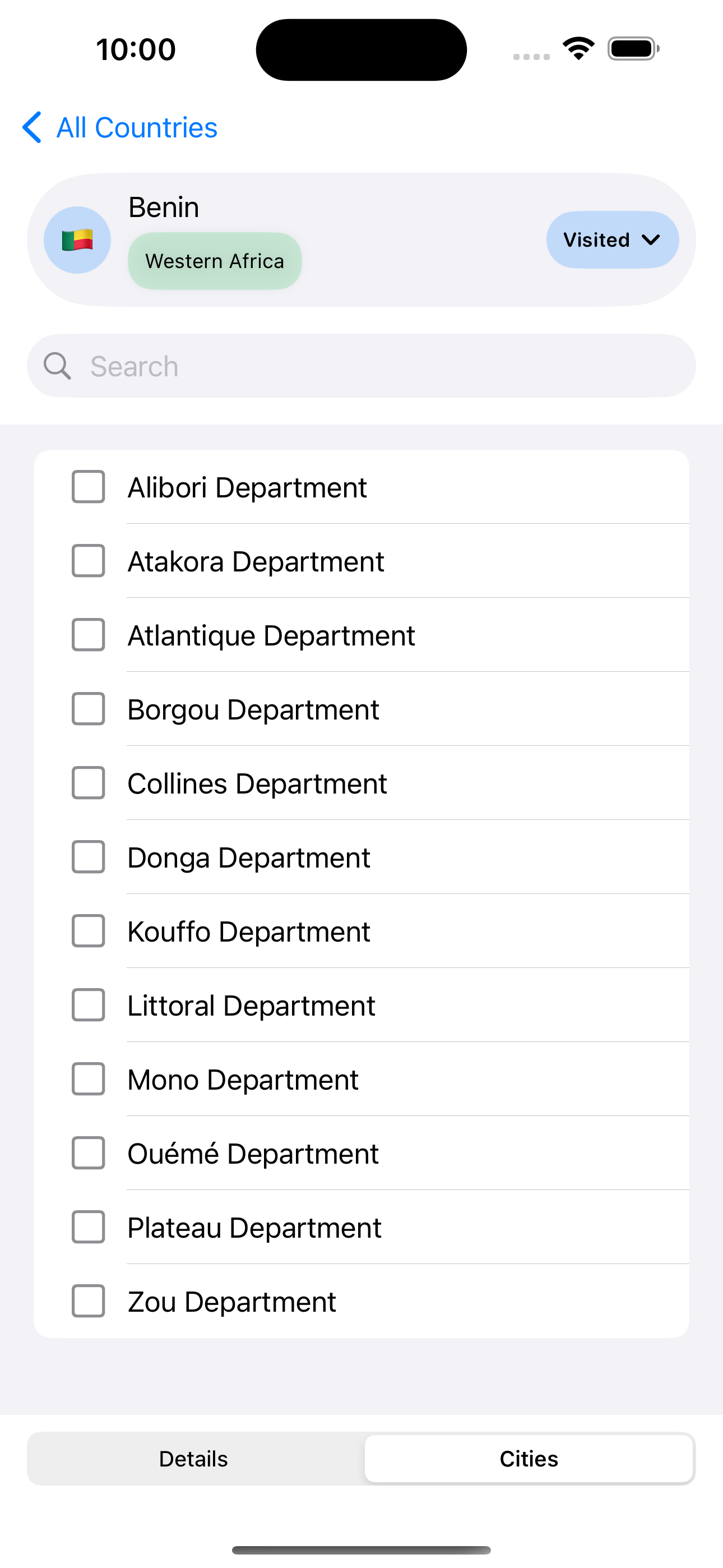 Travu app screenshot showing the social sharing feature.